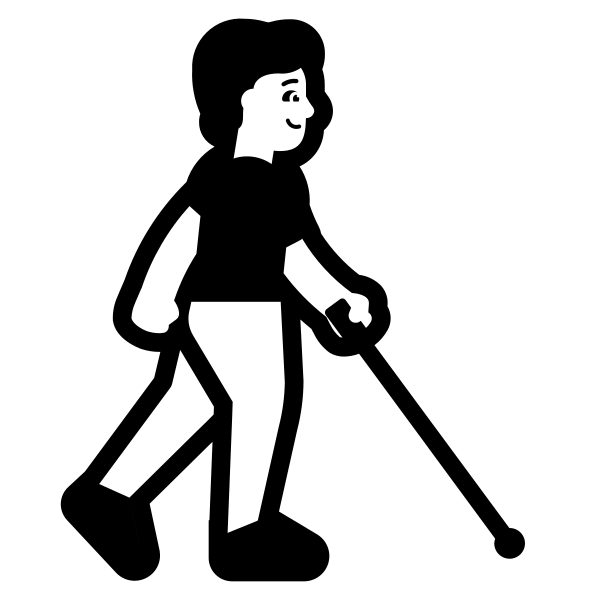 Person With White Cane Facing Right High Contrast Default