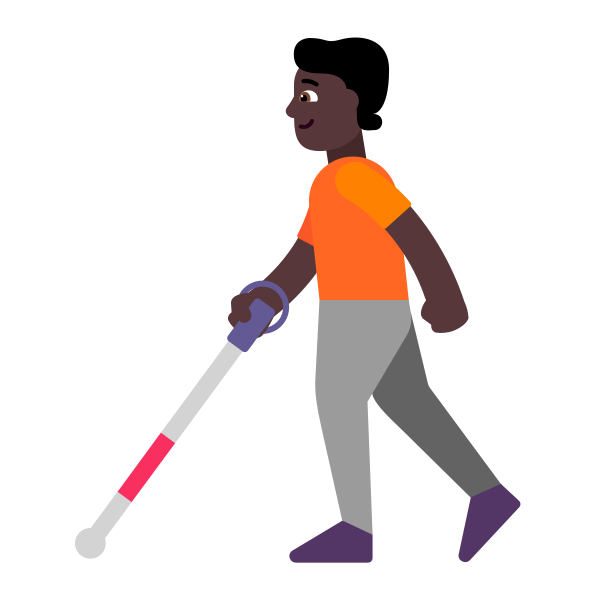Person With White Cane Flat Dark Vector