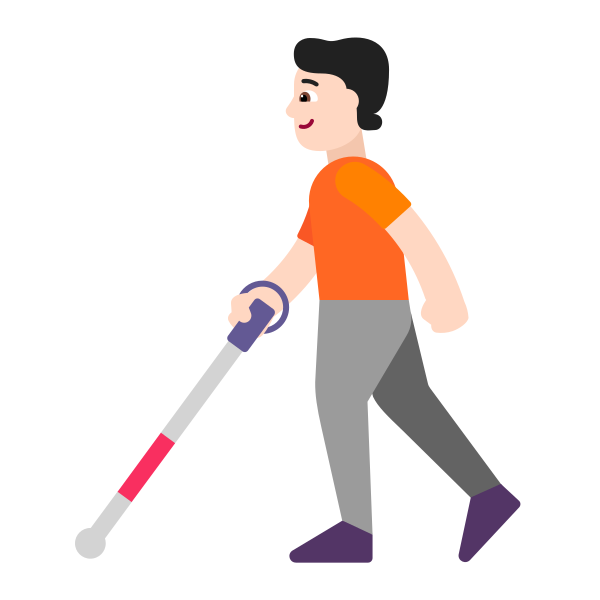 Person With White Cane Flat Light Vector