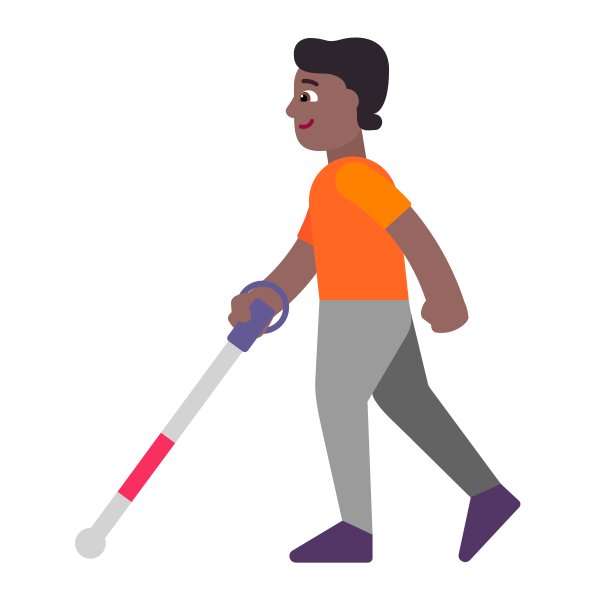 Person With White Cane Flat Medium Dark Vector