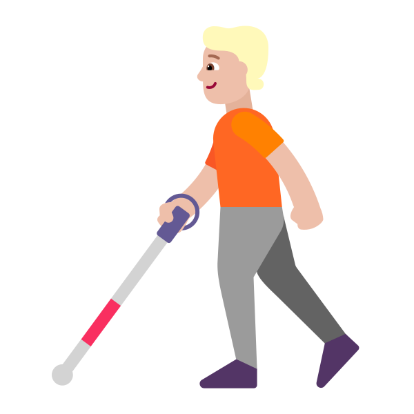 Person With White Cane Flat Medium Light