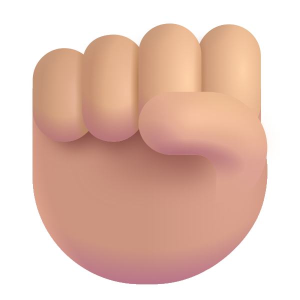 Raised Fist Color Medium Light Vector