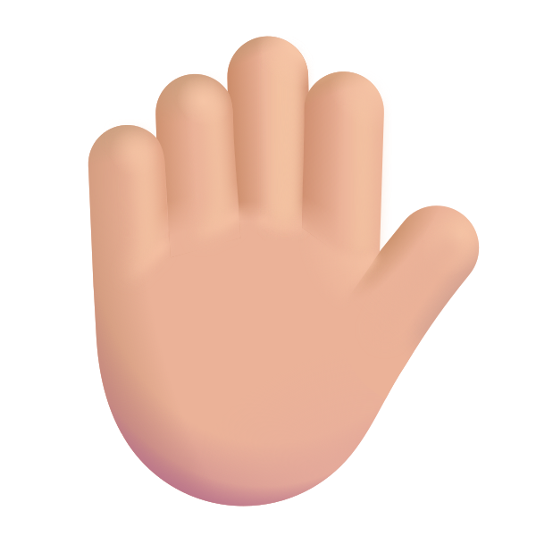 Raised Hand Color Medium Light Vector
