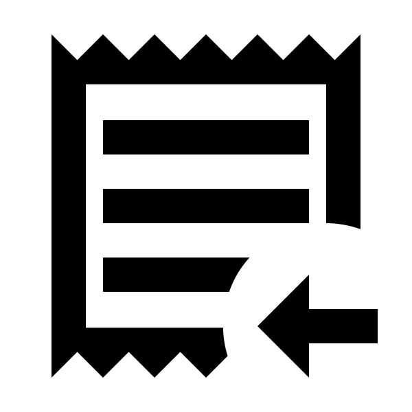 Receipt Text Arrow Left Outline