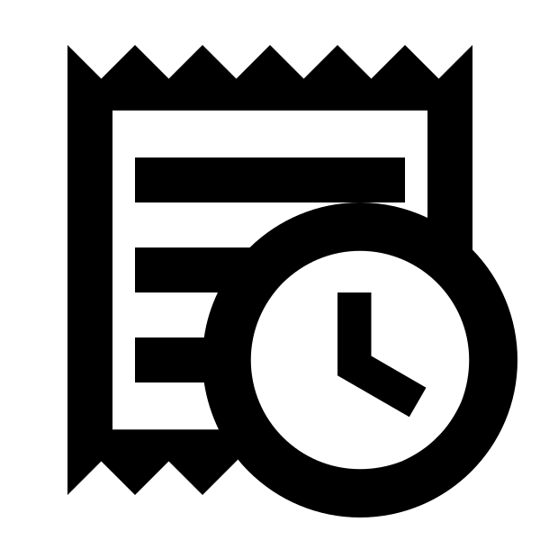 Receipt Text Clock Outline