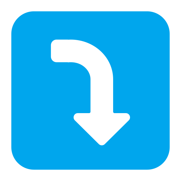 Right Arrow Curving Down Flat Vector