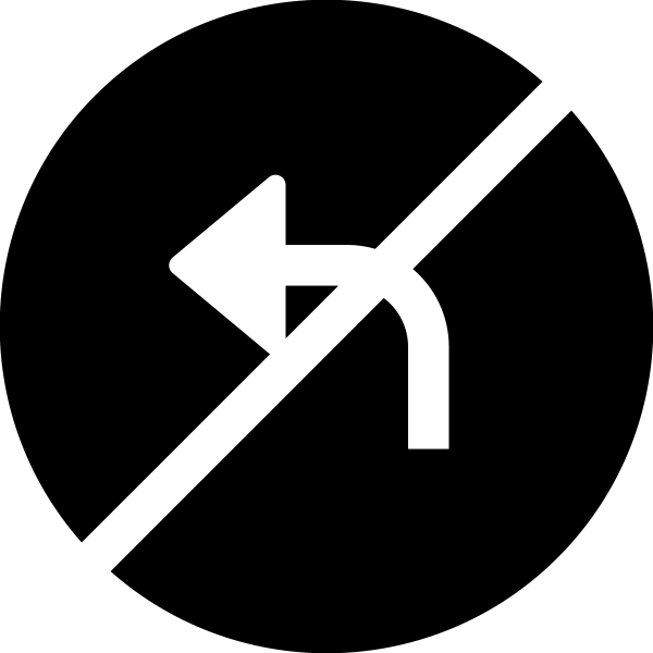 Sign No Left Turn Fill