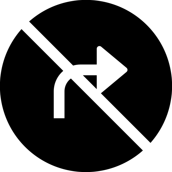 Sign No Right Turn Fill