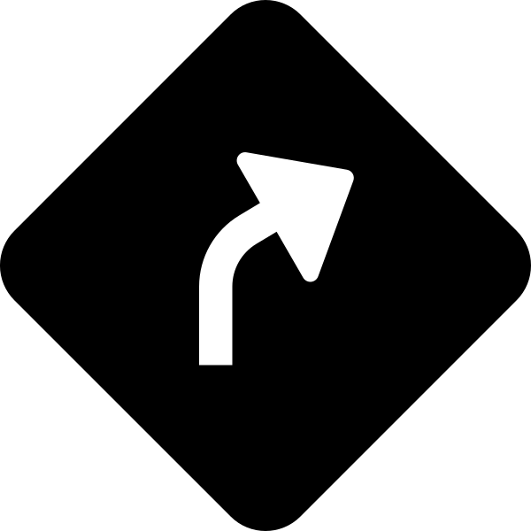Sign Turn Slight Right Fill