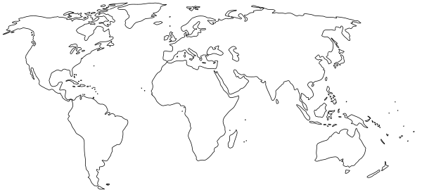 Simplified Blank World Map Without Antartica (no Borders)