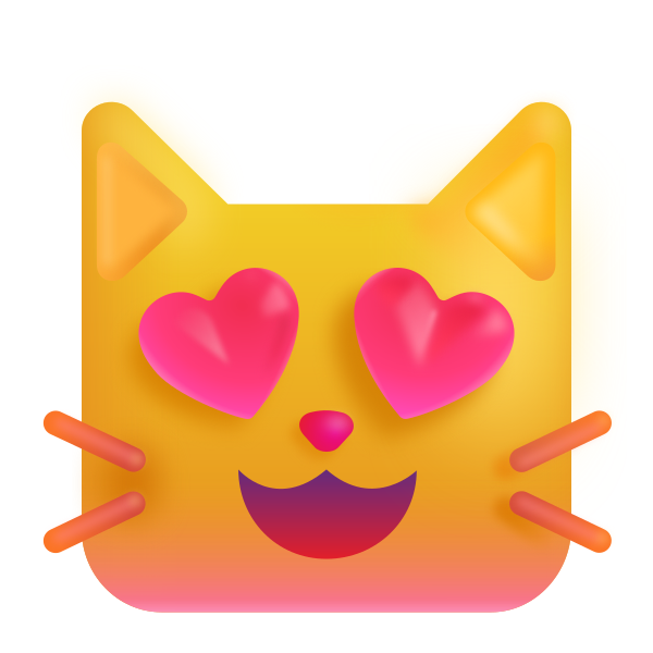 Smiling Cat With Heart Eyes Color Vector