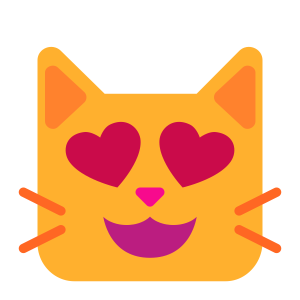 Smiling Cat With Heart Eyes Flat Vector