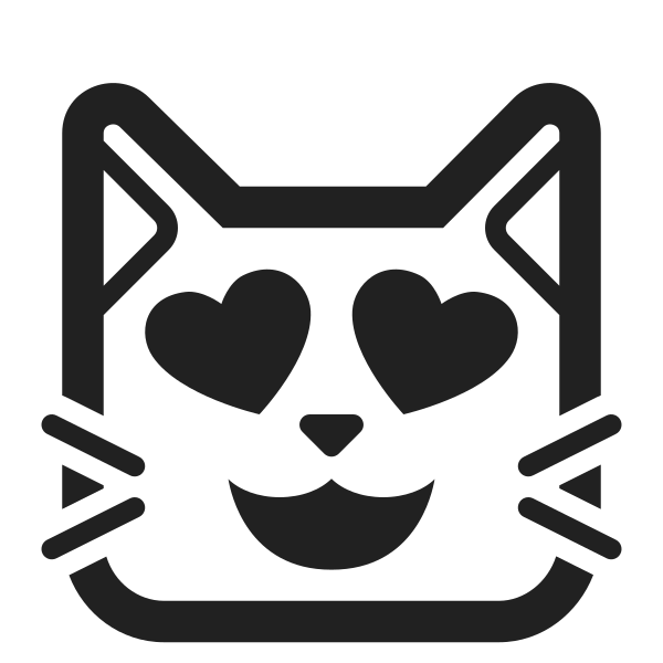 Smiling Cat With Heart Eyes High Contrast Vector
