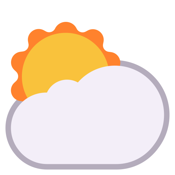 Sun Behind Cloud Flat Vector