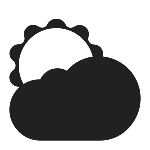 Sun Behind Cloud High Contrast Vector