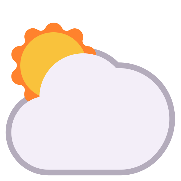 Sun Behind Large Cloud Flat Vector