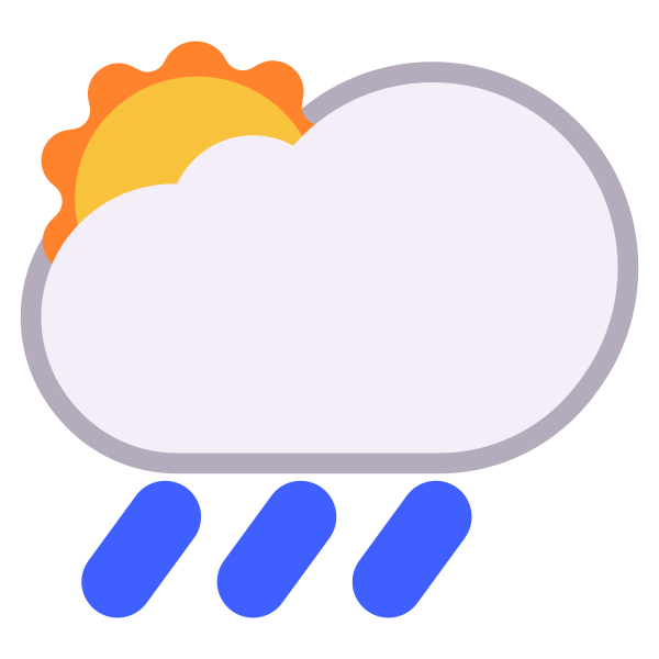 Sun Behind Rain Cloud Flat Vector