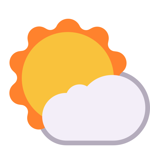 Sun Behind Small Cloud Flat Vector