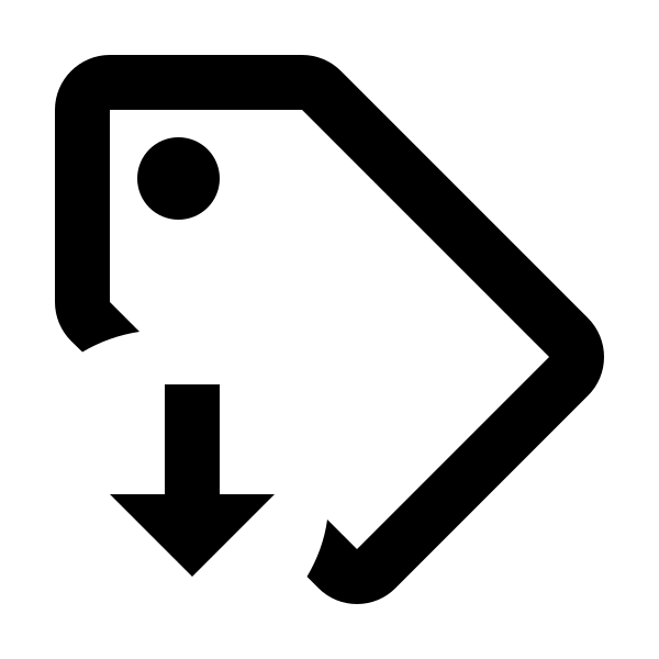 Tag Arrow Down Outline