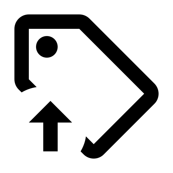 Tag Arrow Up Outline