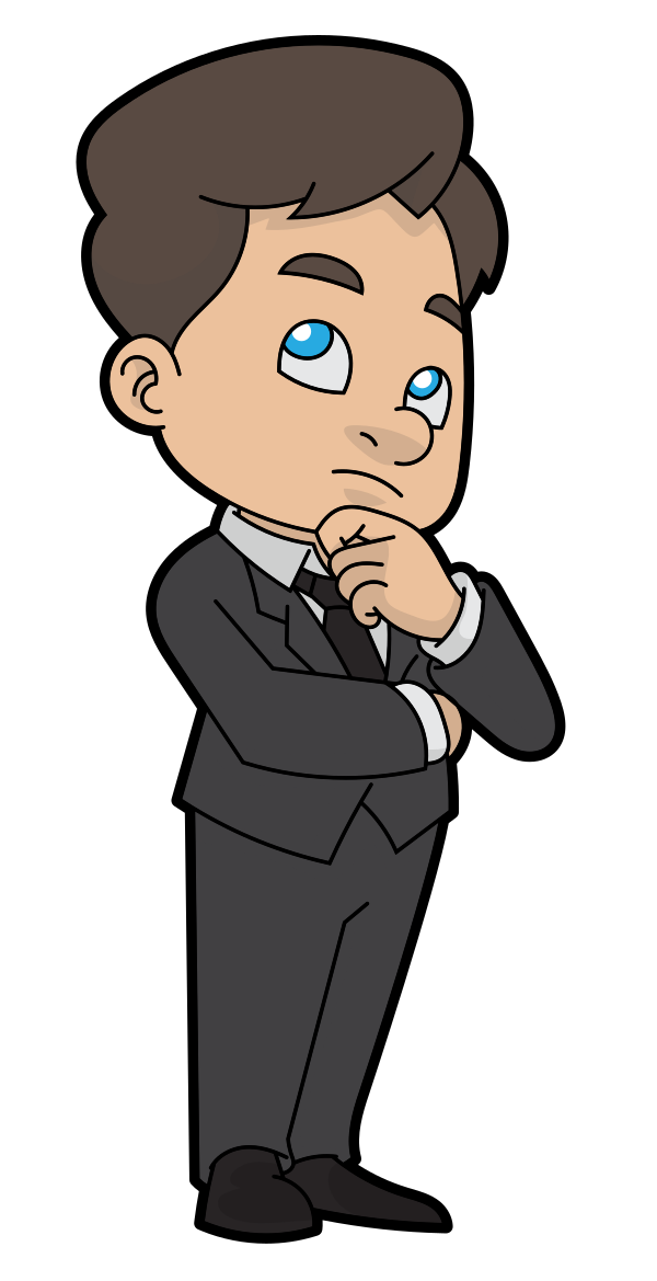 Thinking Cartoon Businessman (Flipped)