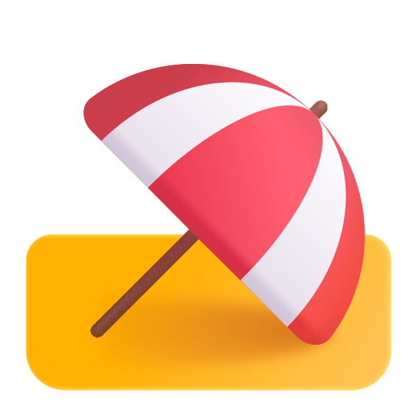 Umbrella On Ground Color Vector