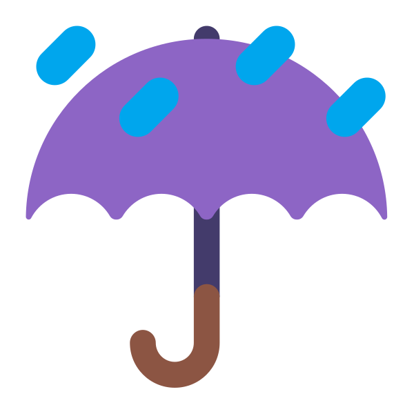 Umbrella With Rain Drops Flat Vector