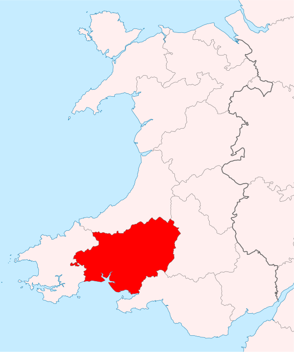 Wales Historic Counties Map Carmarthenshire
