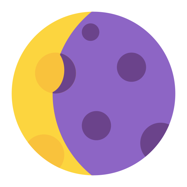 Waning Crescent Moon Flat Vector