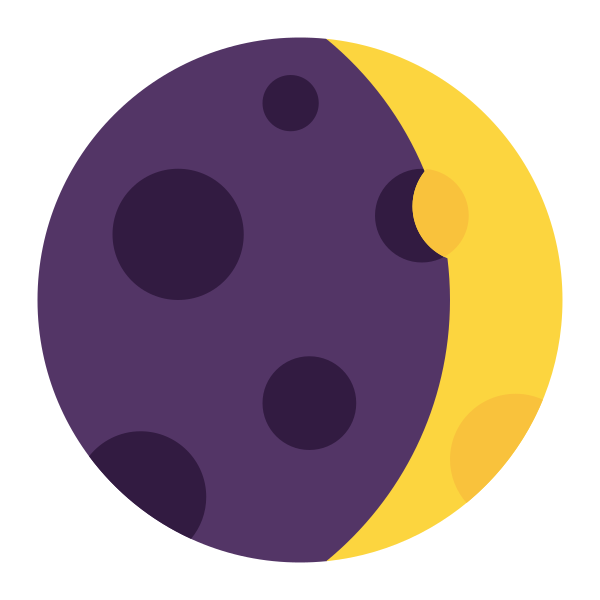 Waxing Crescent Moon Flat Vector
