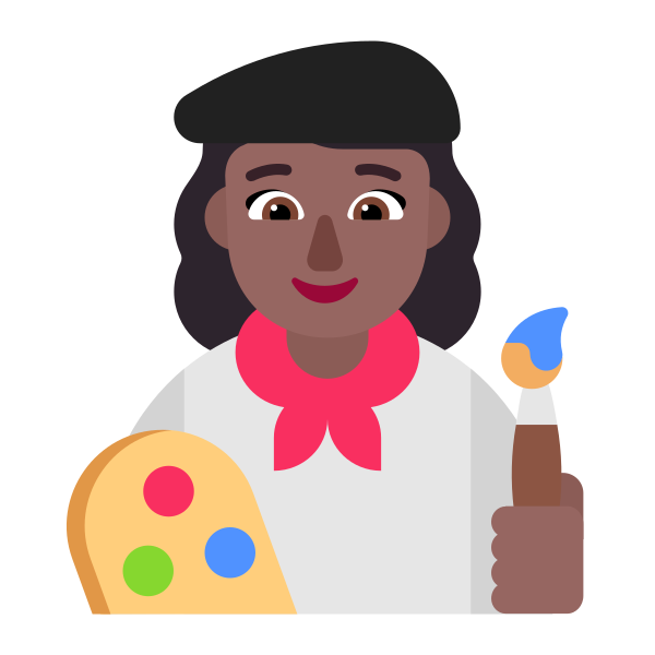 Woman Artist Flat Medium Dark Vector