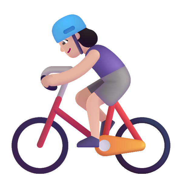 Woman Biking Color Light Vector