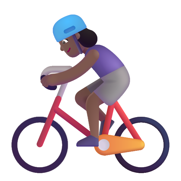 Woman Biking Color Medium Dark Vector