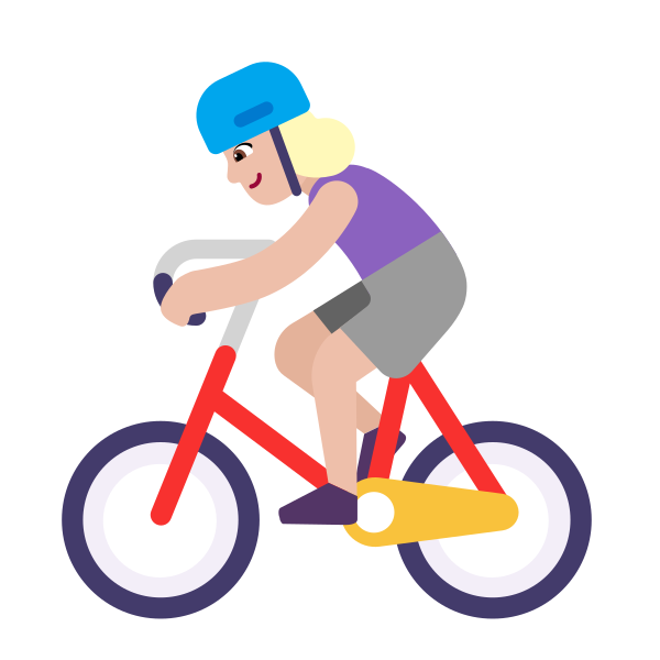 Woman Biking Flat Medium Light Vector
