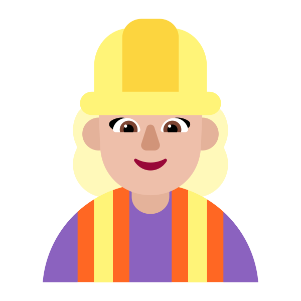 Woman Construction Worker Flat Medium Light Vector