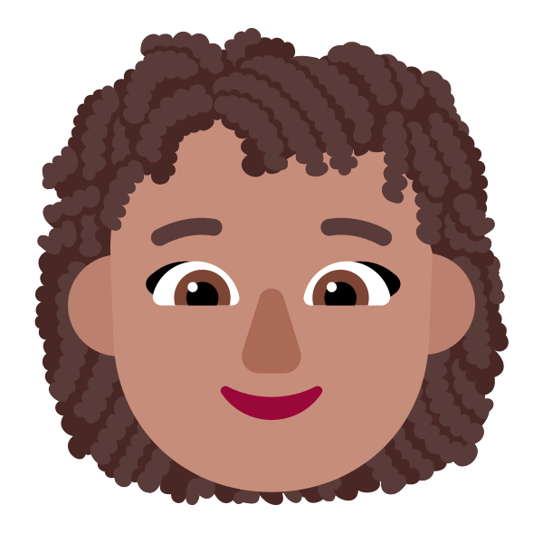 Woman Curly Hair Flat Medium Vector