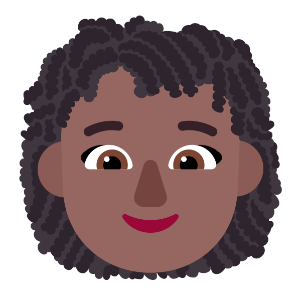 Woman Curly Hair Flat Medium Dark Vector