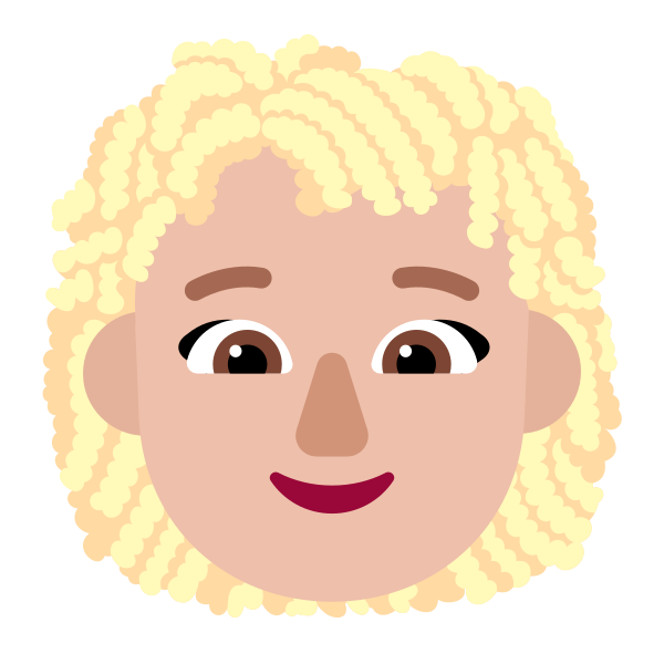 Woman Curly Hair Flat Medium Light Vector