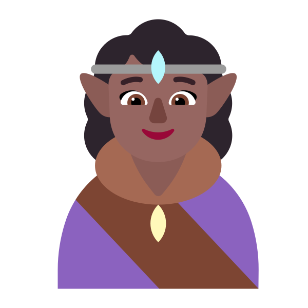 Woman Elf Flat Medium Dark Vector