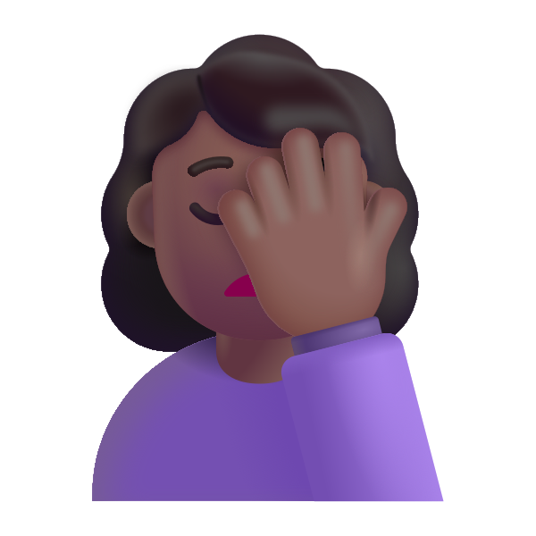 Woman Facepalming Color Medium Dark Vector
