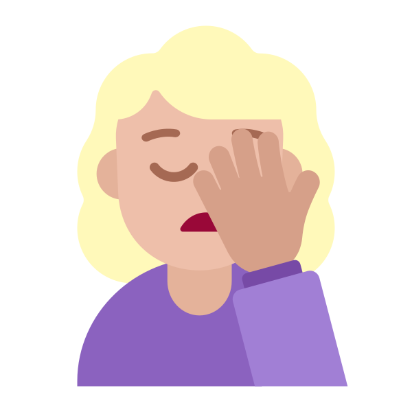Woman Facepalming Flat Medium Light Vector