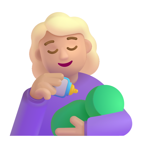 Woman Feeding Baby Color Medium Light Vector