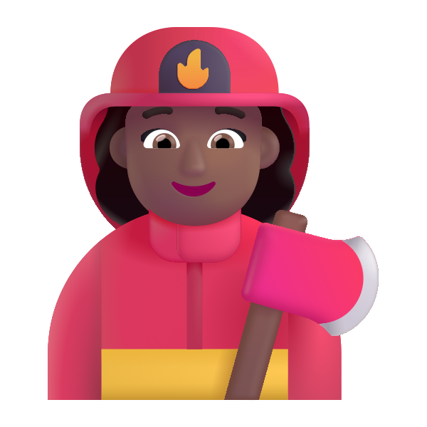 Woman Firefighter Color Medium Dark Vector