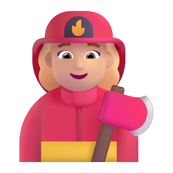 Woman Firefighter Color Medium Light Vector