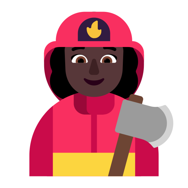 Woman Firefighter Flat Dark Vector