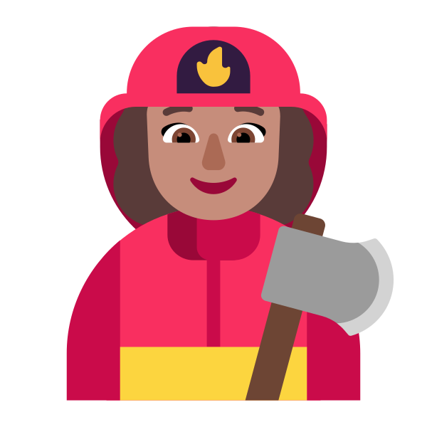 Woman Firefighter Flat Medium Vector