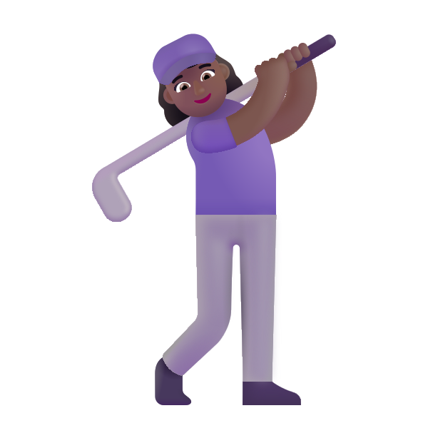 Woman Golfing Color Medium Dark Vector