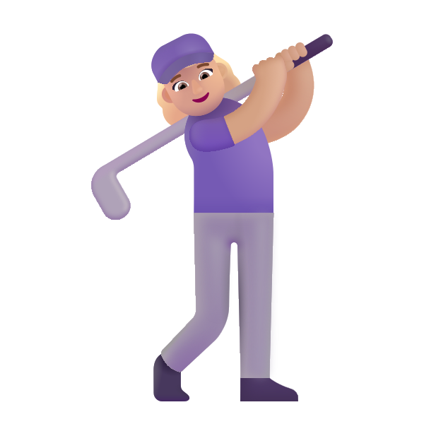 Woman Golfing Color Medium Light Vector