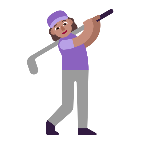 Woman Golfing Flat Medium Vector