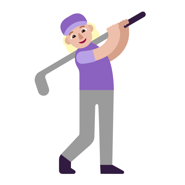 Woman Golfing Flat Medium Light Vector